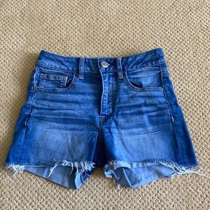 AEO hi-rise shortie super stretch jean shorts